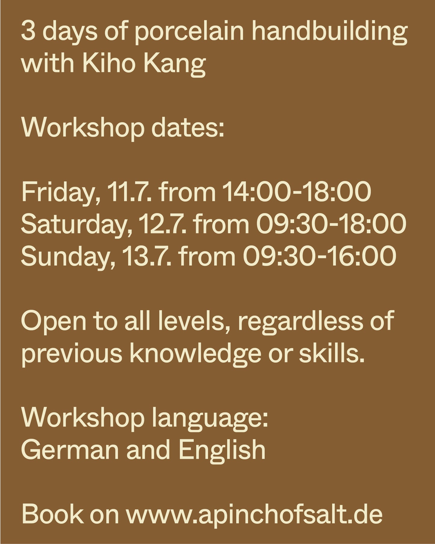Porcelain Handbuilding Workshop with Kiho Kang 11.-13. July